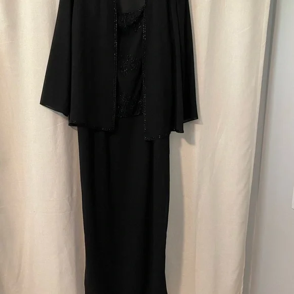 Dresses | Long Black Sequined Dress With Sheer Jacket | Poshmark